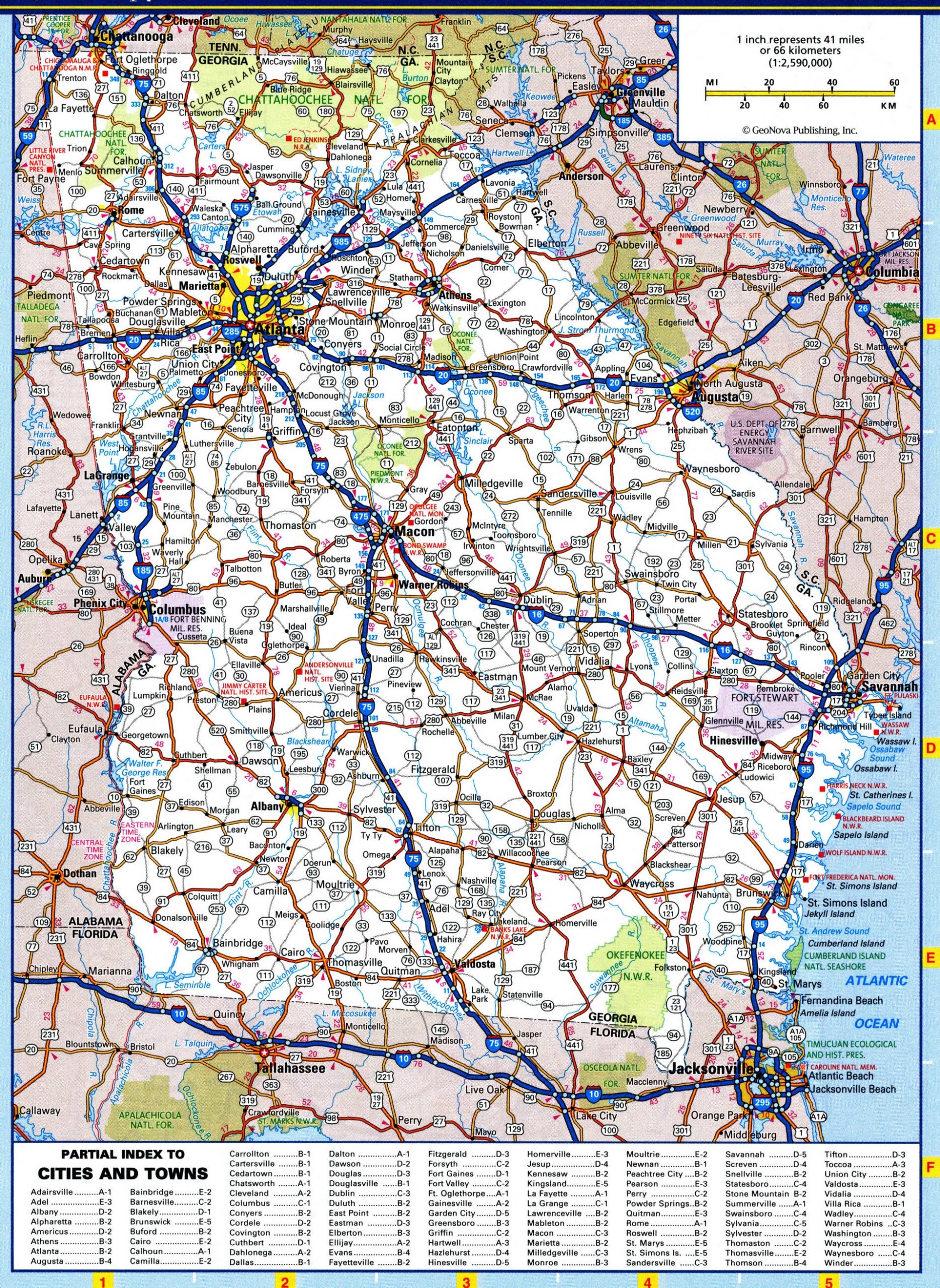 Map Of Georgia Roads And Highways Free Printable Road Map Of Georgia