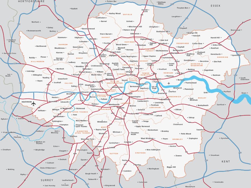 Map Of Greater London Districts And Boroughs Maproom