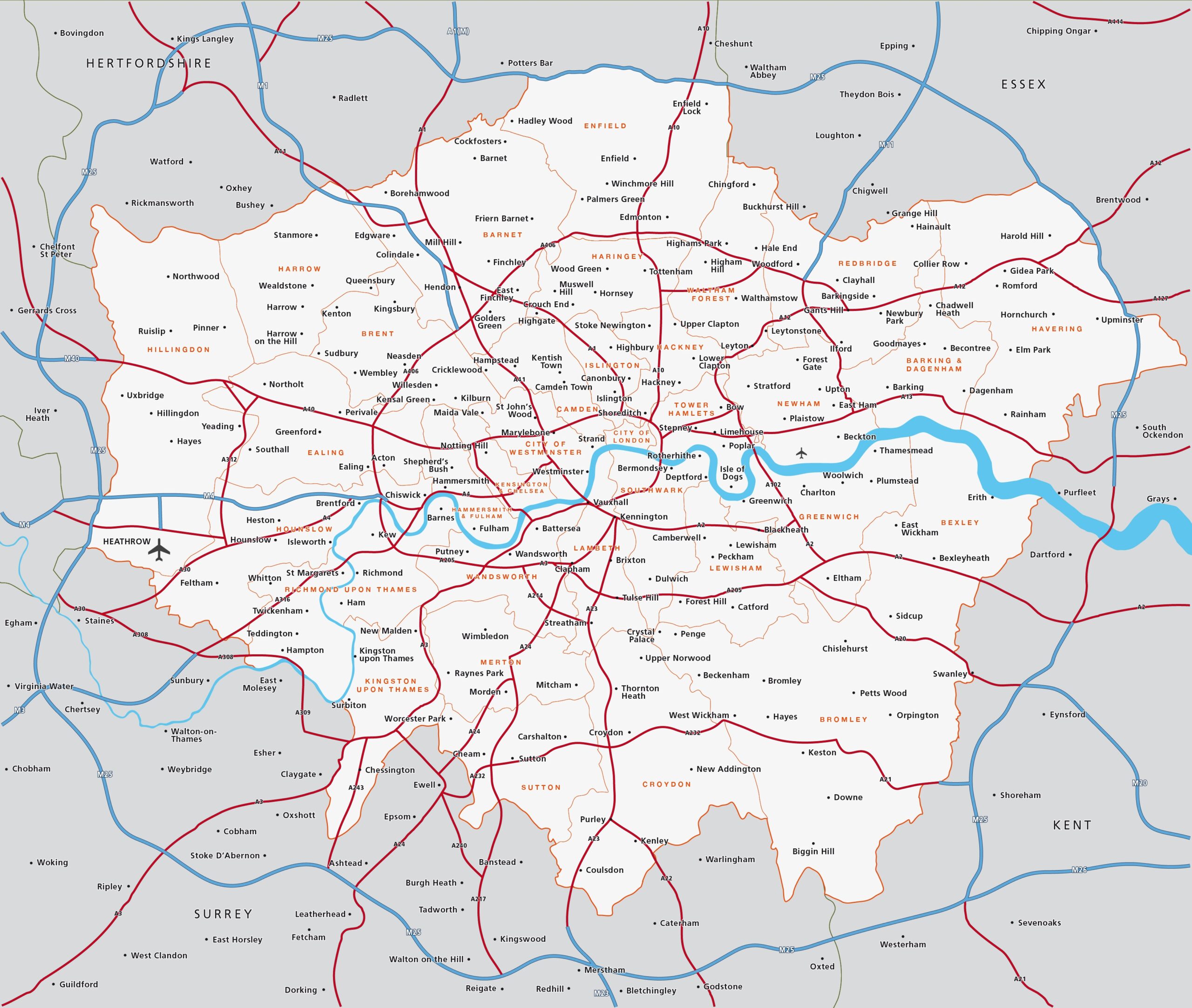 Map Of Greater London Districts And Boroughs Maproom Map Of Greater London Districts And Boroughs Maproom
