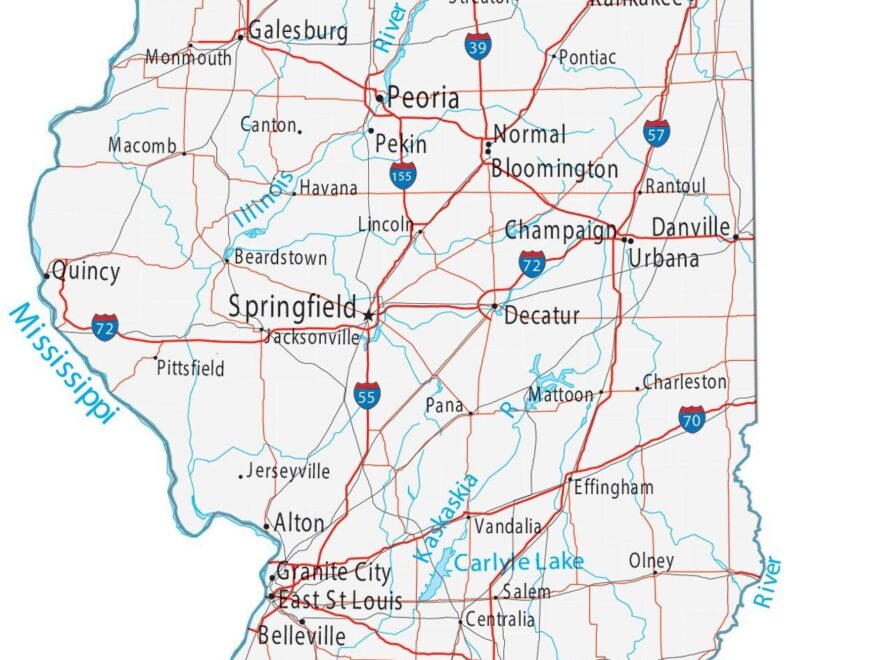 Map Of Illinois Cities And Roads GIS Geography Worksheets Library