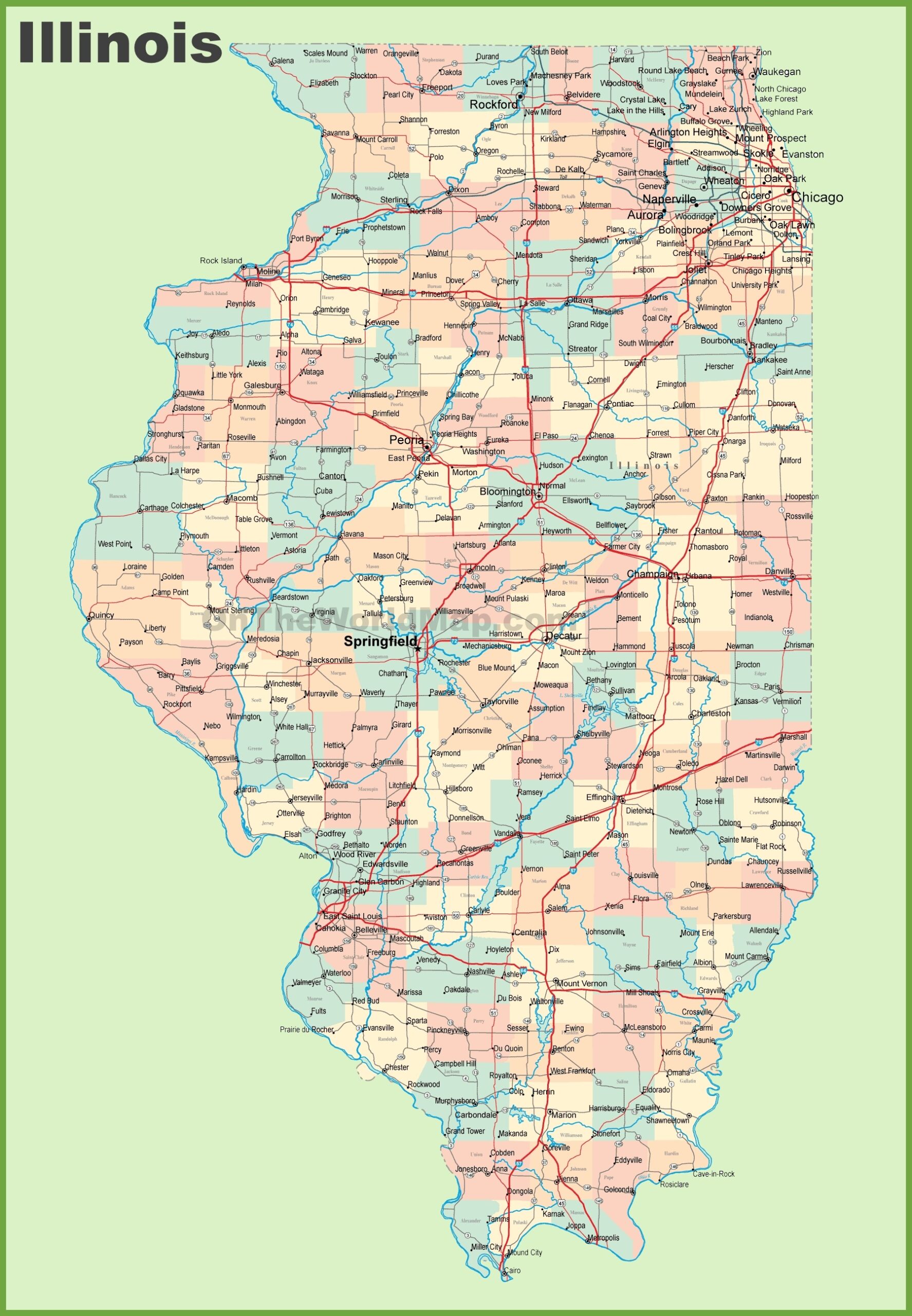 Illinois State Map Printable