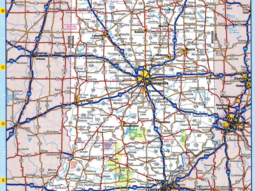 Map Of Indiana Roads And Highways Free Printable Road Map Of Indiana