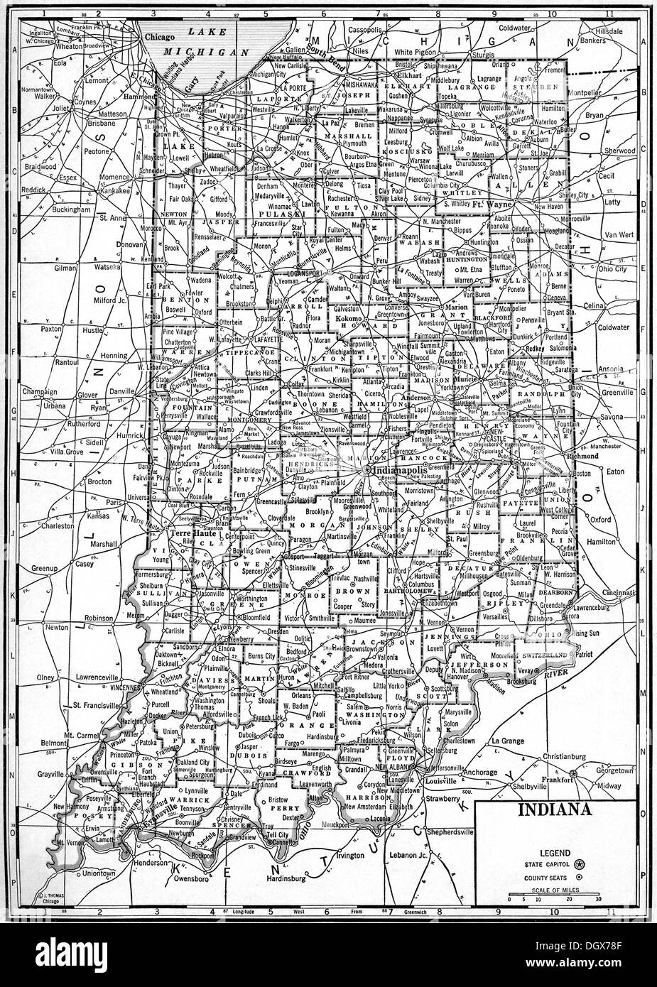 Map Of Indiana State Hi res Stock Photography And Images Alamy