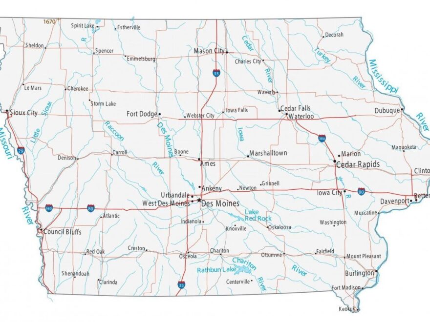 Map Of Iowa Cities And Roads GIS Geography