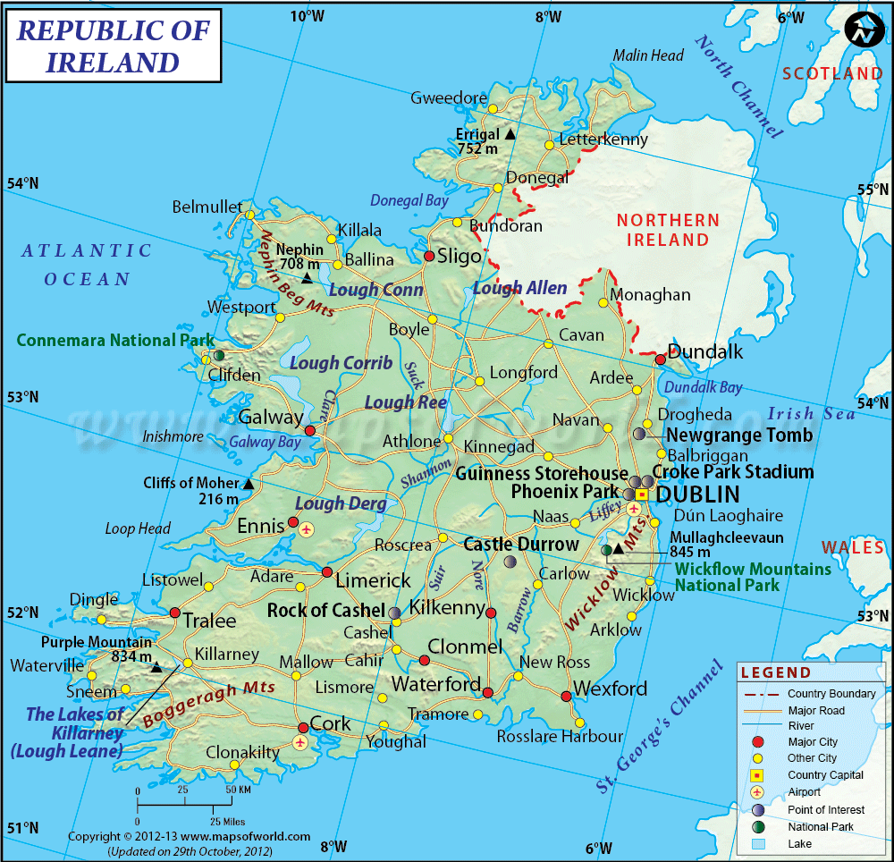 Printable Ireland Map With Cities