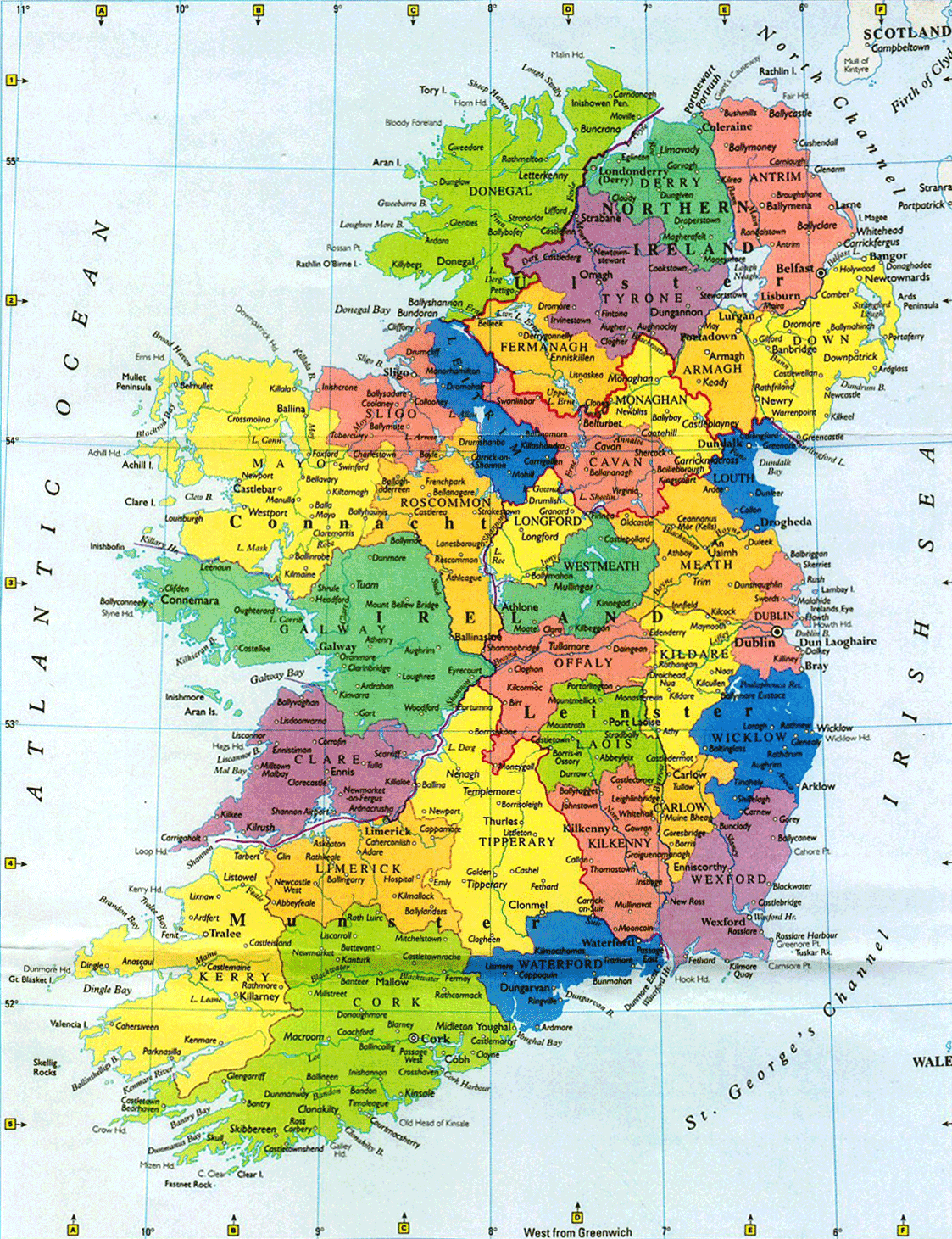 Ireland County Map Printable