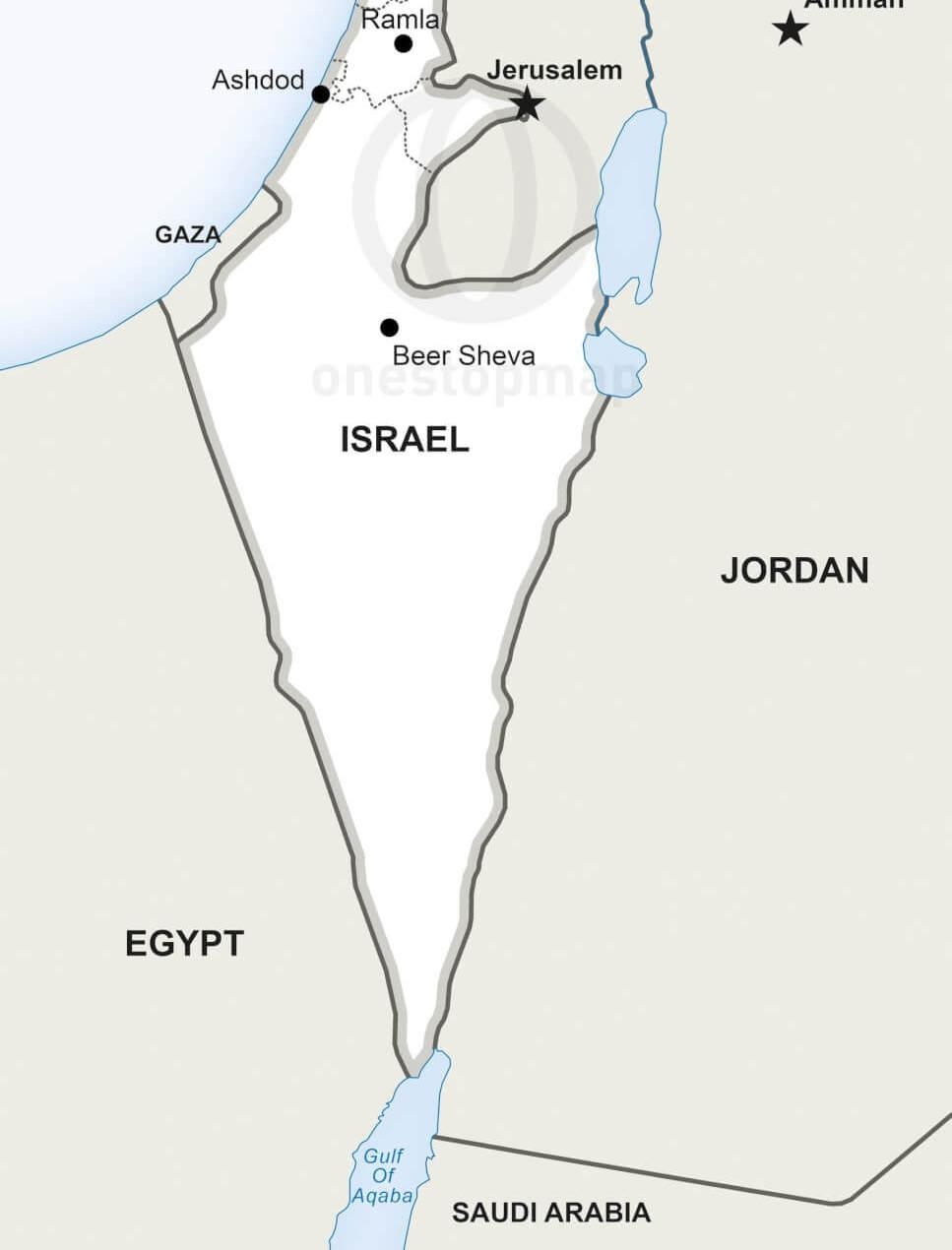 Printable Short Map Of Israel Printable Short Map Of Israel
