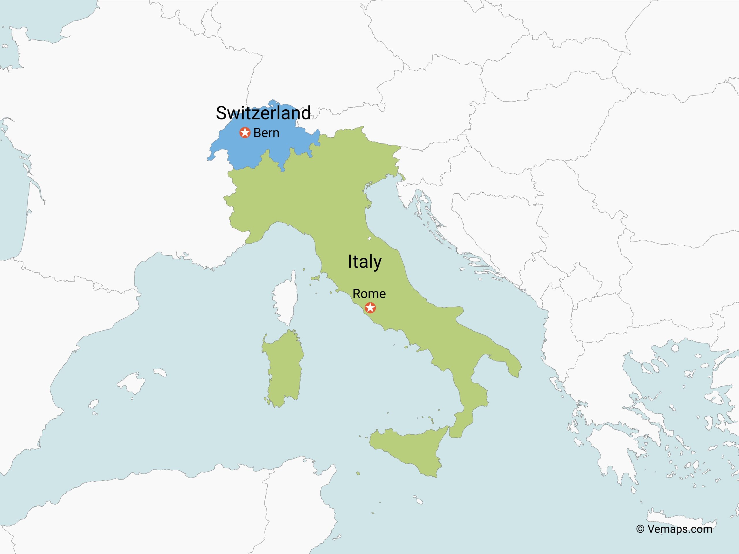 Map Of Italy And Switzerland Free Vector Maps