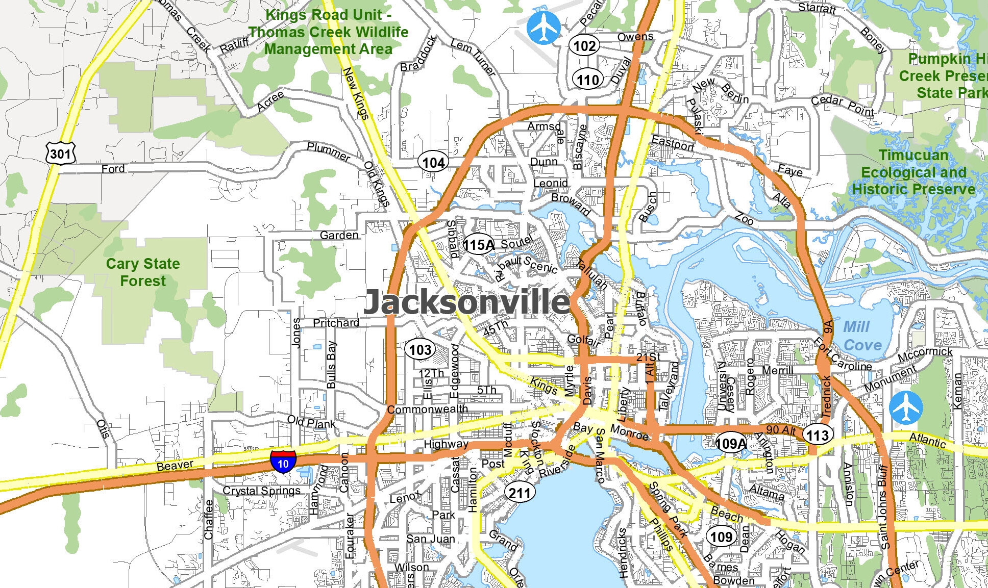 Printable Map Of Jacksonville Fl