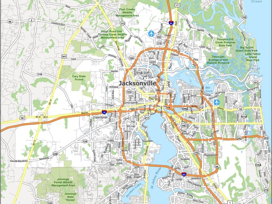 Map Of Jacksonville Florida GIS Geography