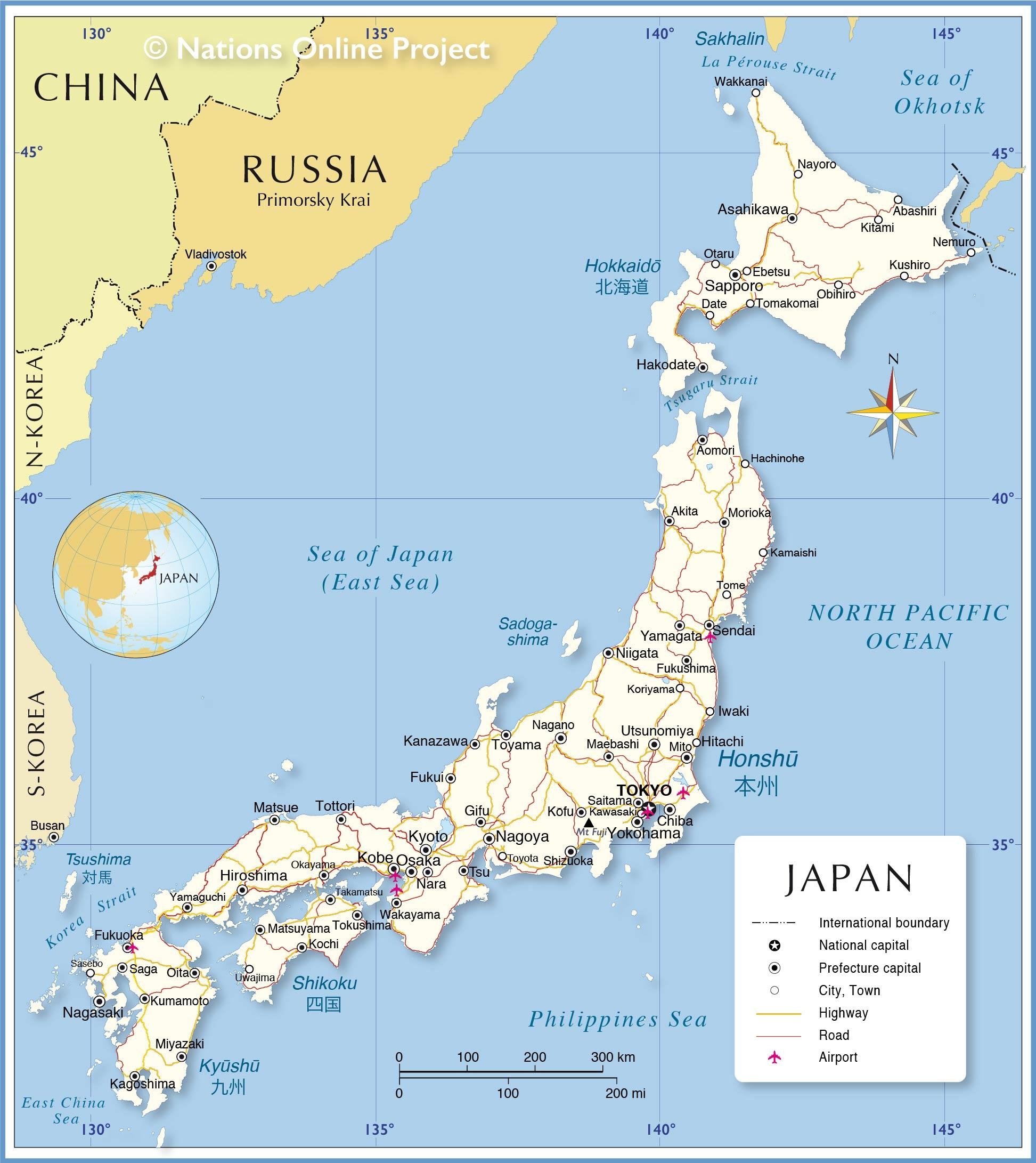 Printable Map Of Japan Cities