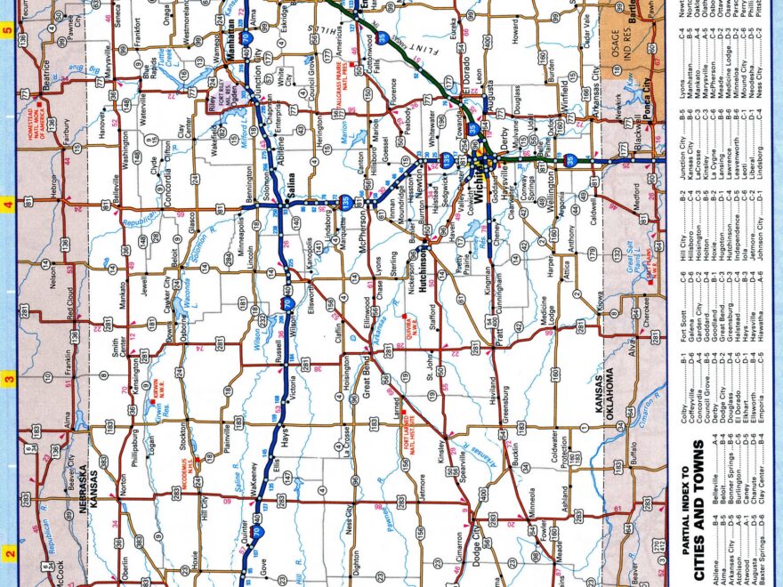 Map Of Kansas Roads And Highways Large Detailed Map Of Kansas With Cities And Towns