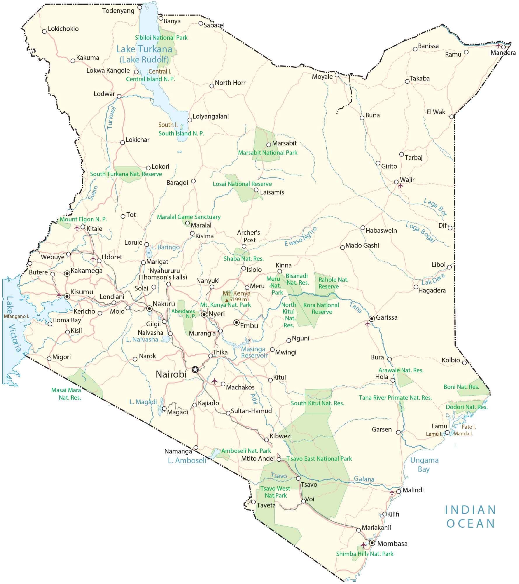 Free Printable Map Of Kenya