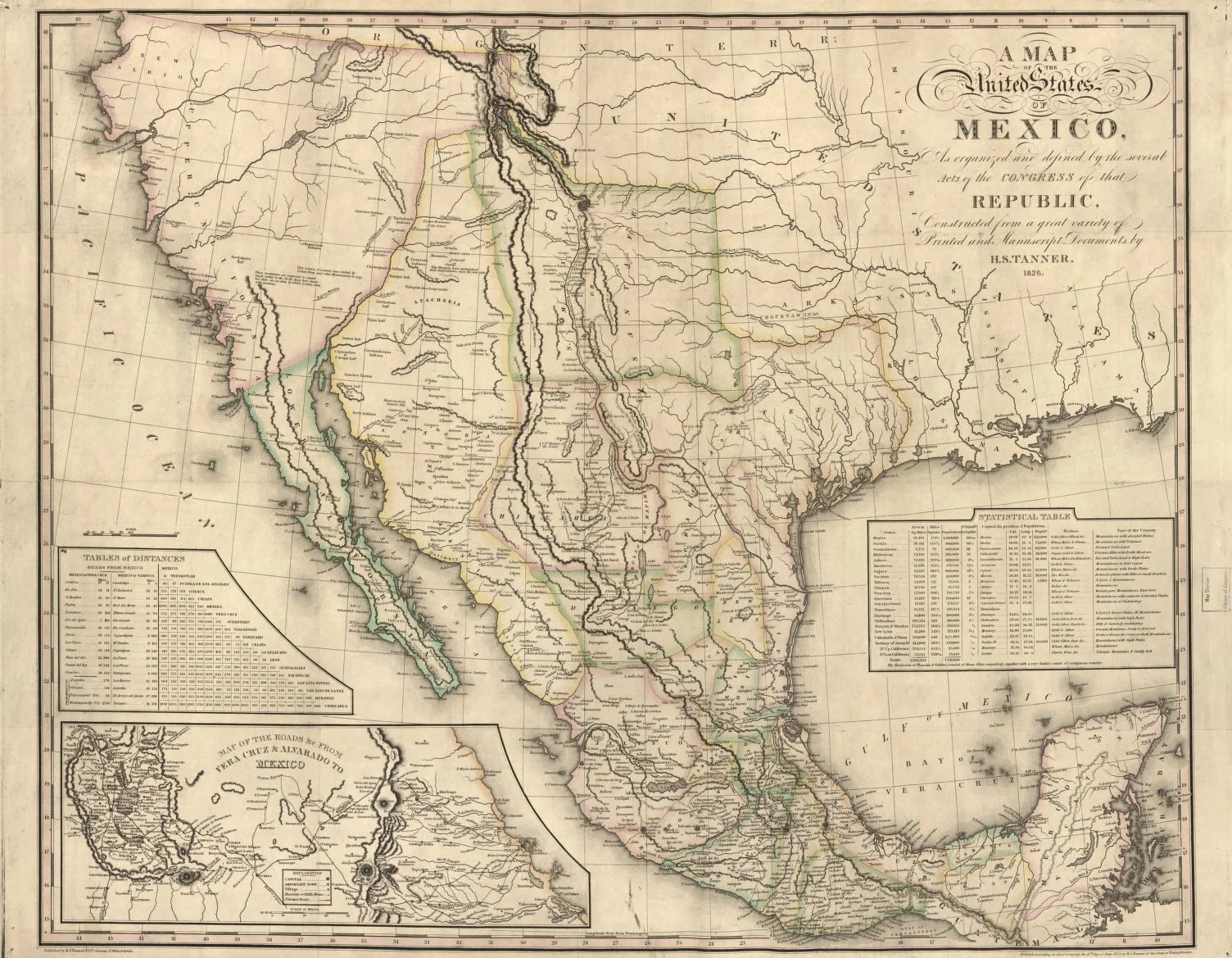 Map Of MEXICO 1826 Old Map Of Mexico United States Of Mexico Restoration Hardware Style Mexico Wall Map Etsy