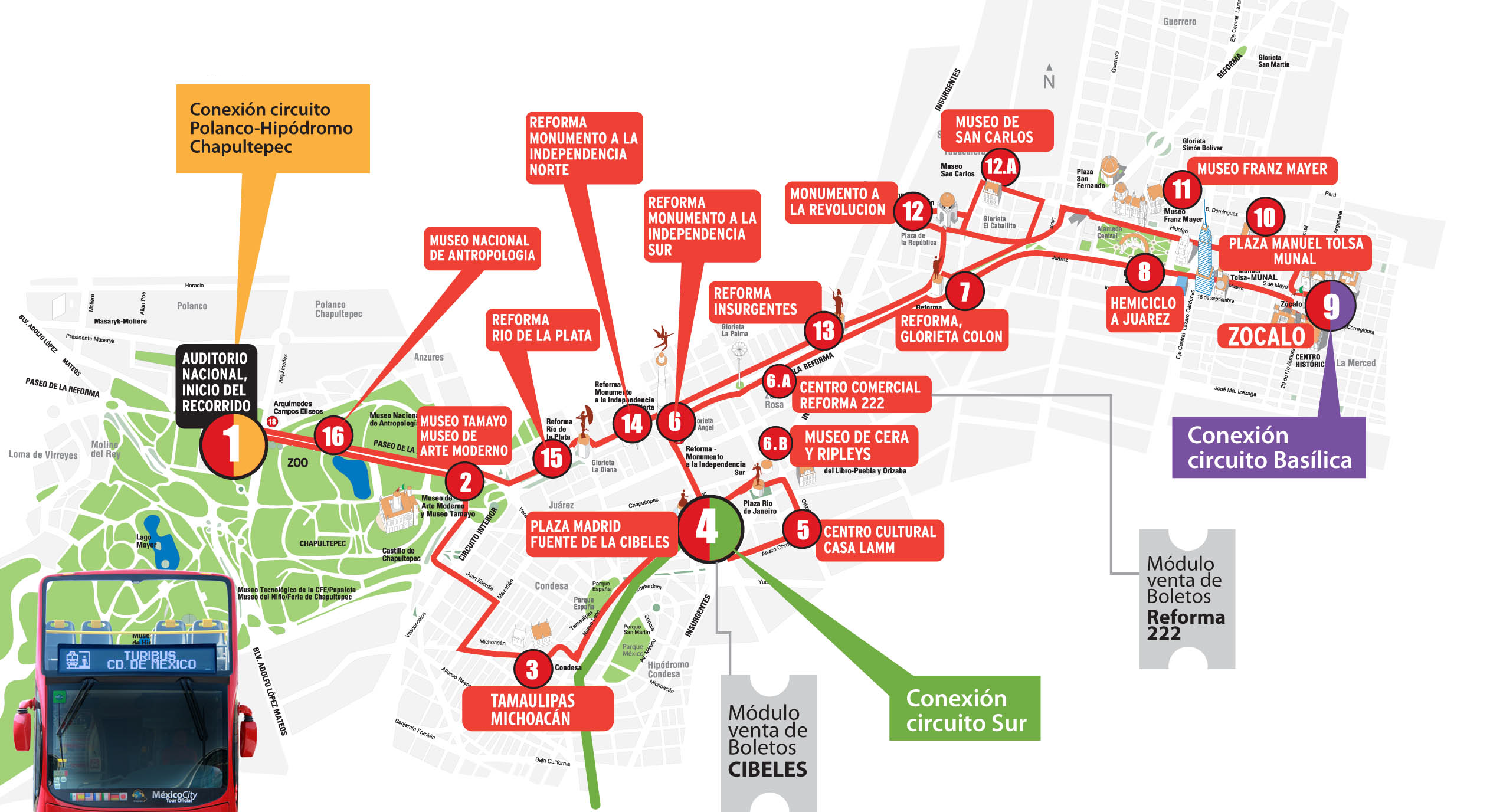 Printable Attraction Map Mexico City