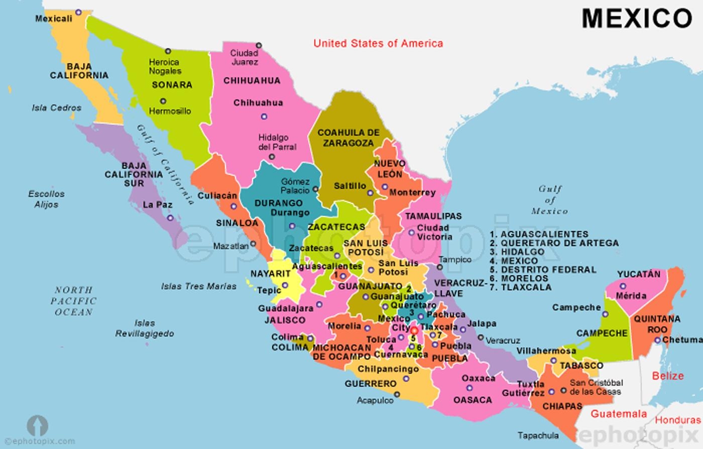Map Of Mexico States And Capitals Mexico Map With States And Capitals Central America Americas Map Of Mexico States And Capitals Mexico Map With States And Capitals Central America Americas