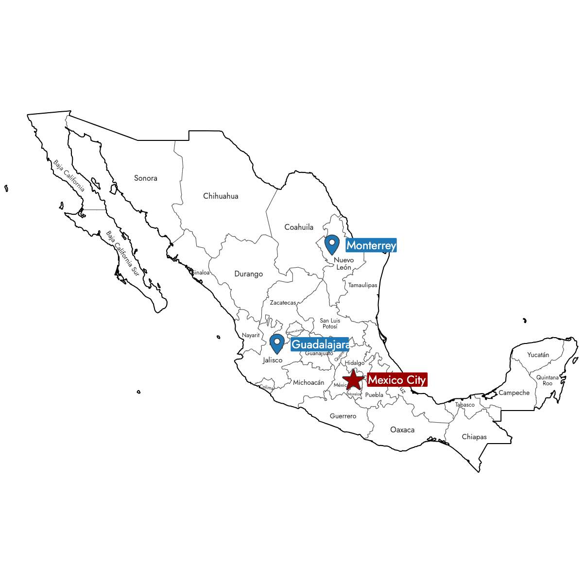 Printable Map Of Mexico States Printable Map Of Mexico States