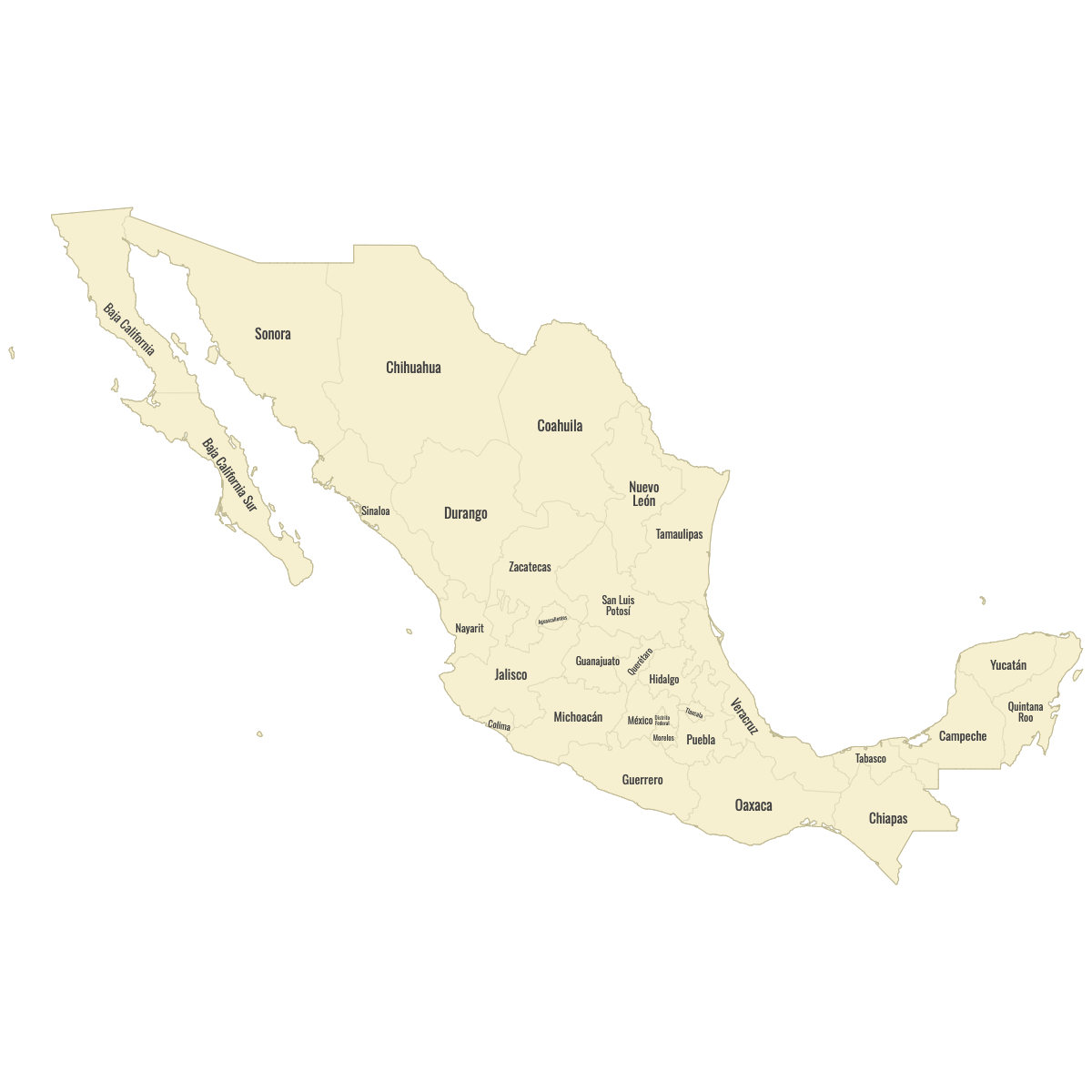 Map Of Mexico States Ultimaps Map Of Mexico States Ultimaps