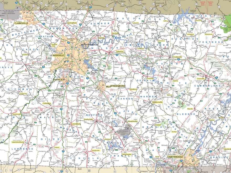 Map Of Middle Tennessee Ontheworldmap