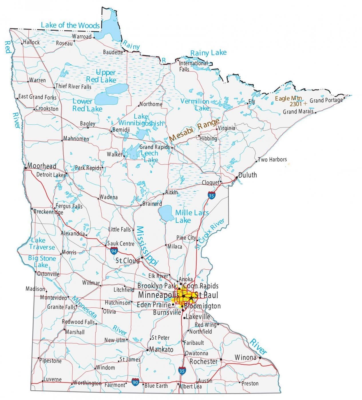 Free Printable Colored Map Of Minnesota