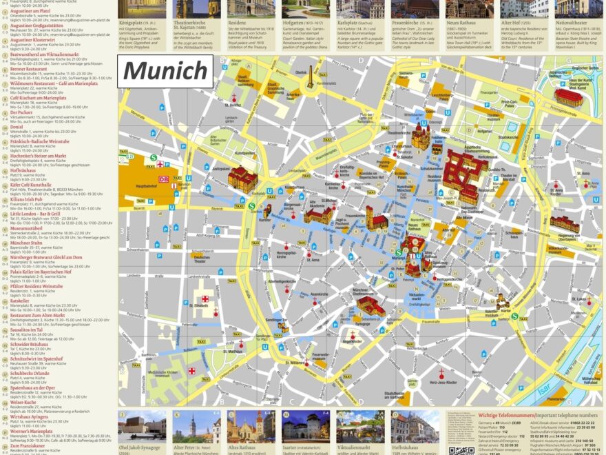Map Of Munich Tourist Attractions And Monuments Of Munich