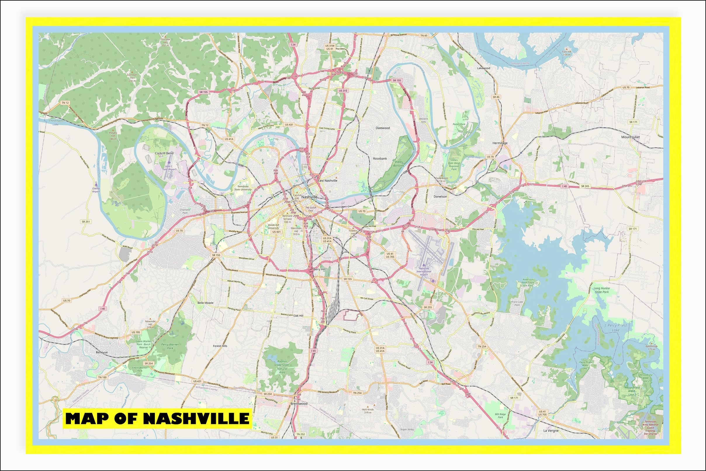 Printable Map Of Nashville Area Printable Map Of Nashville Area