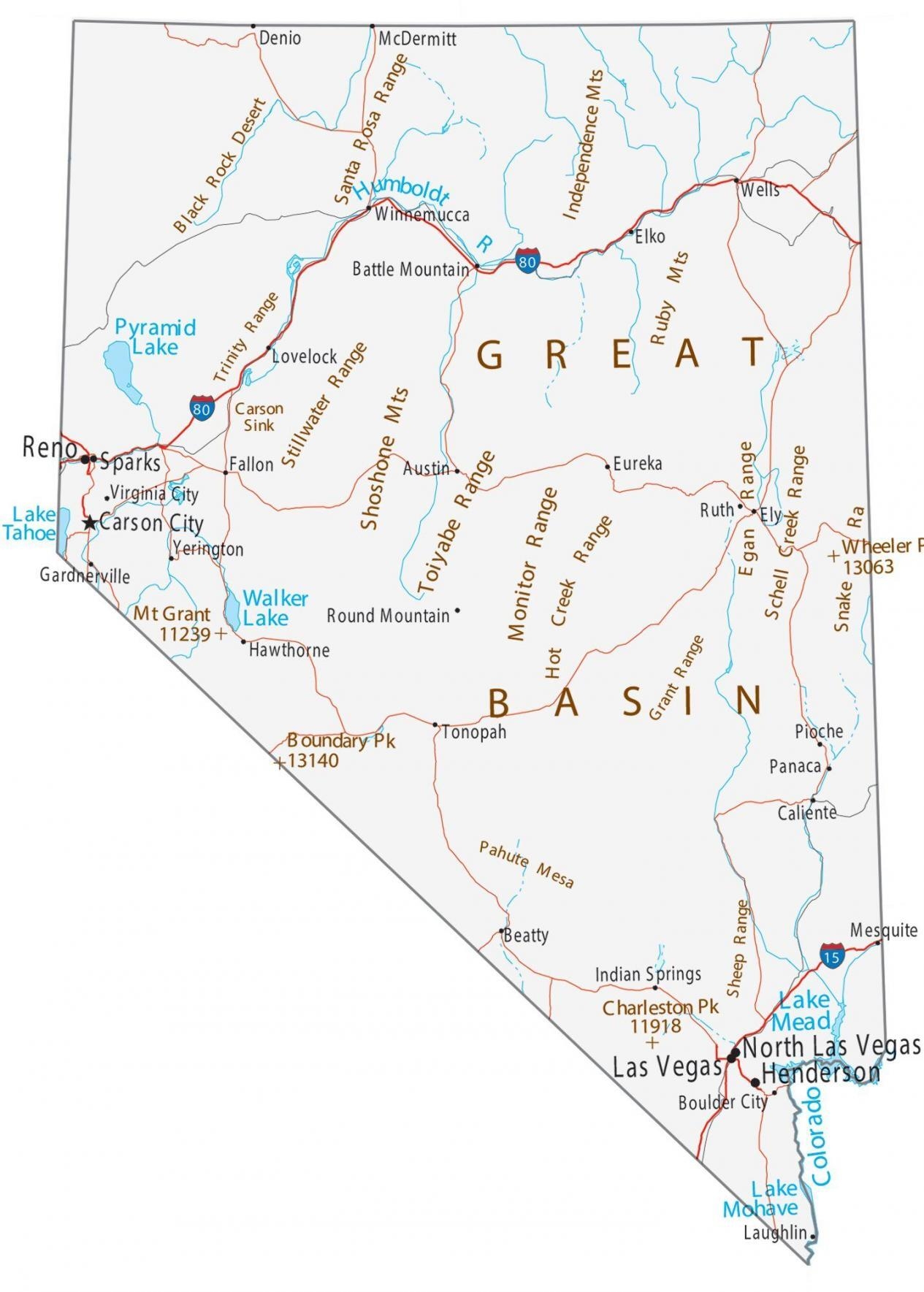 Map Of Nevada Cities And Roads GIS Geography Map Of Nevada Cities And Roads GIS Geography