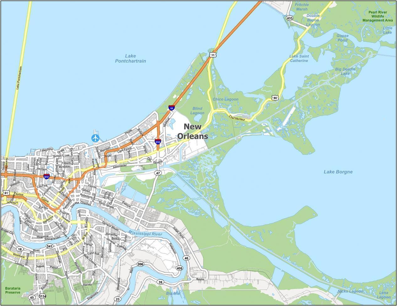 Map Of New Orleans Louisiana GIS Geography