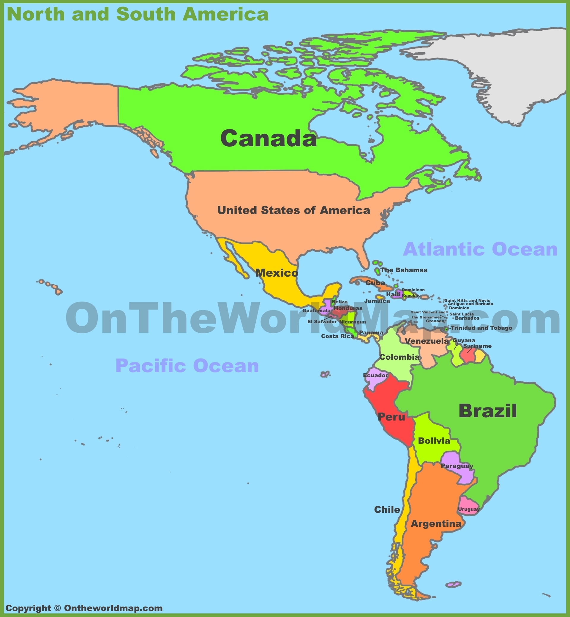North And South America Map Printable