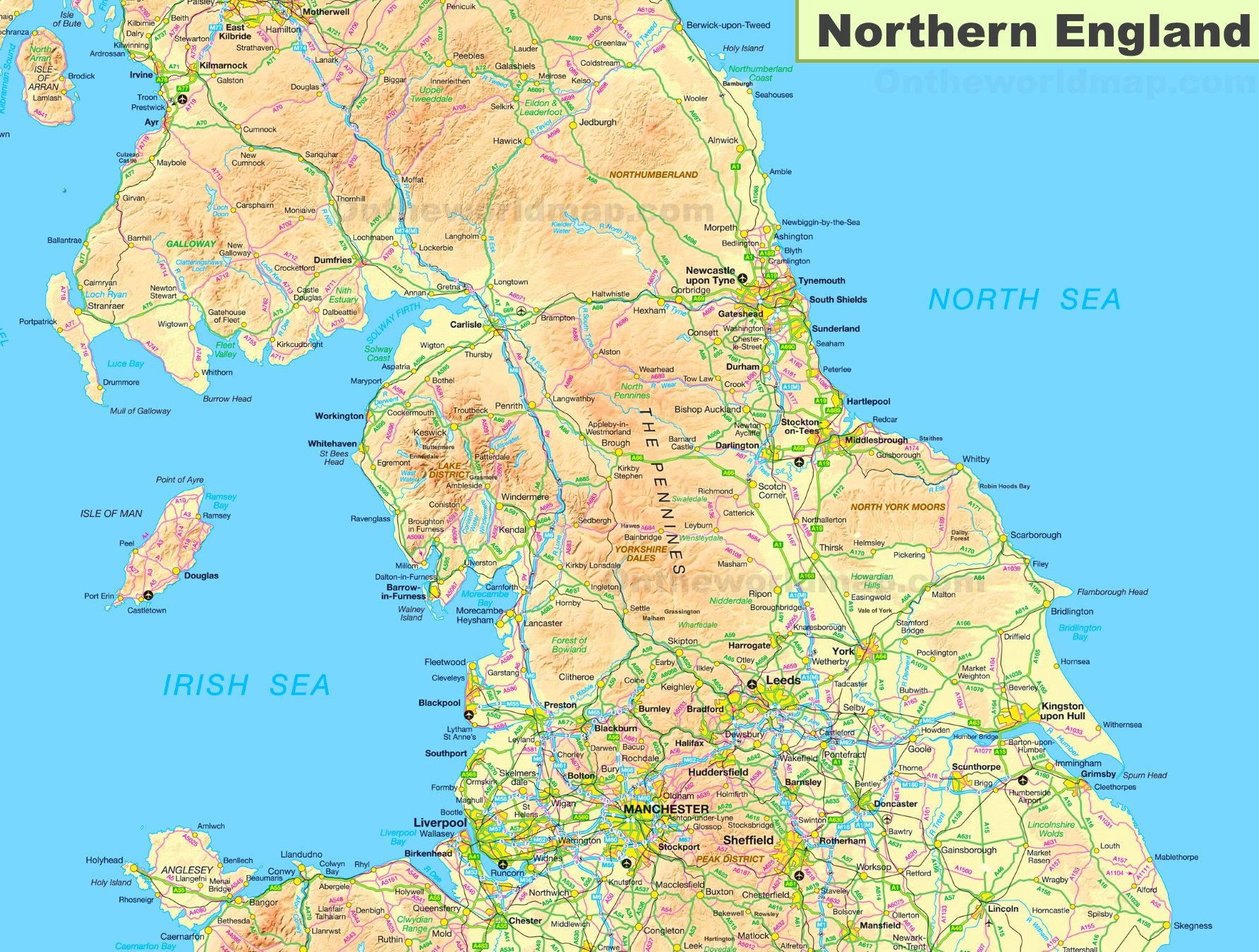 Map Of Northern England Ontheworldmap