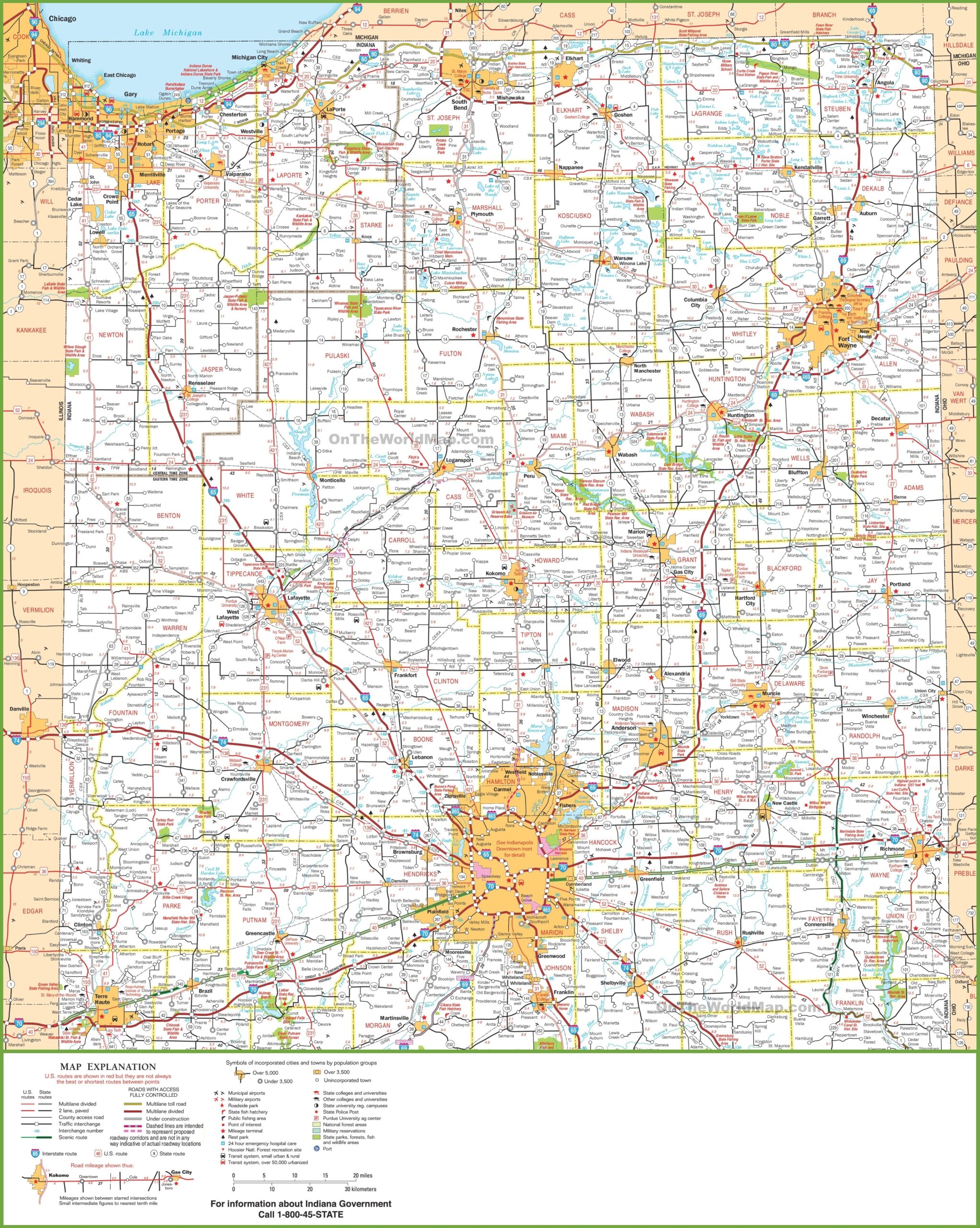 Indiana Road Maps Free Printable
