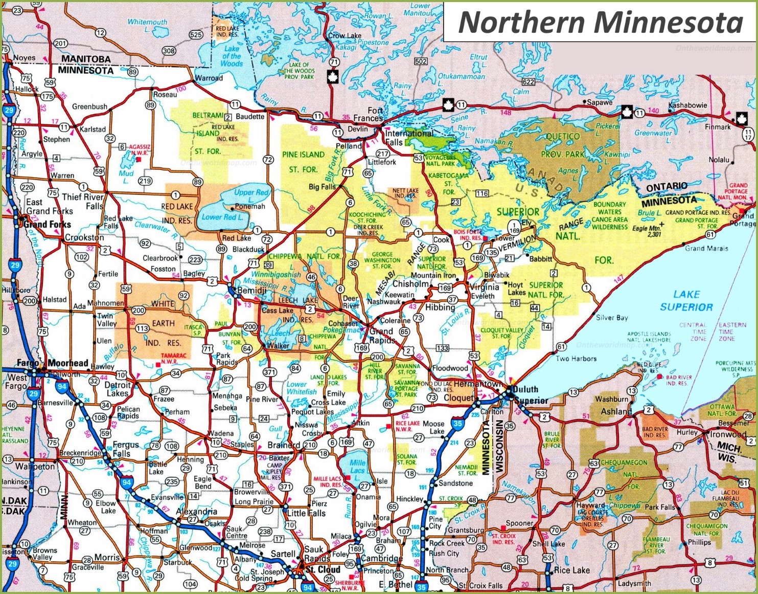 Map Of Northern Minnesota Ontheworldmap