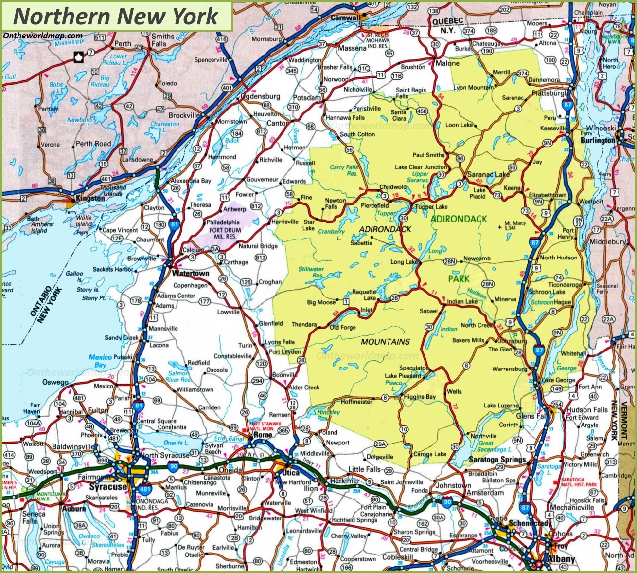 Map Of Northern New York State Ontheworldmap