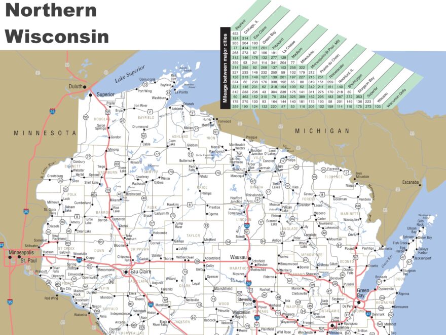 Map Of Northern Wisconsin Ontheworldmap