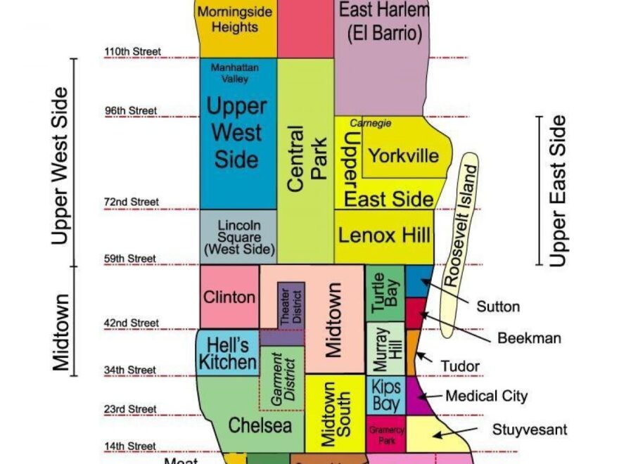 Map Of NYC Neighborhoods Manhattan Printable Map Of Manhattan Neighborhoods New York USA