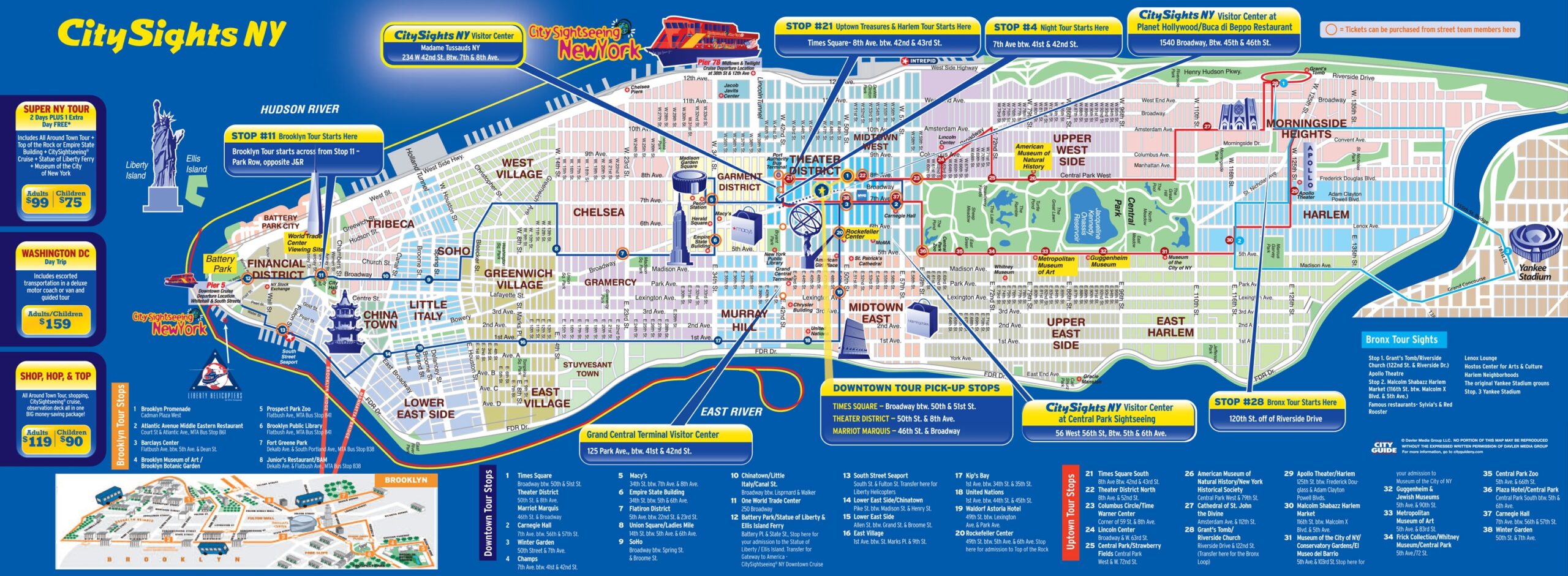 Map Of NYC Tourist Attractions Sightseeing Tourist Tour
