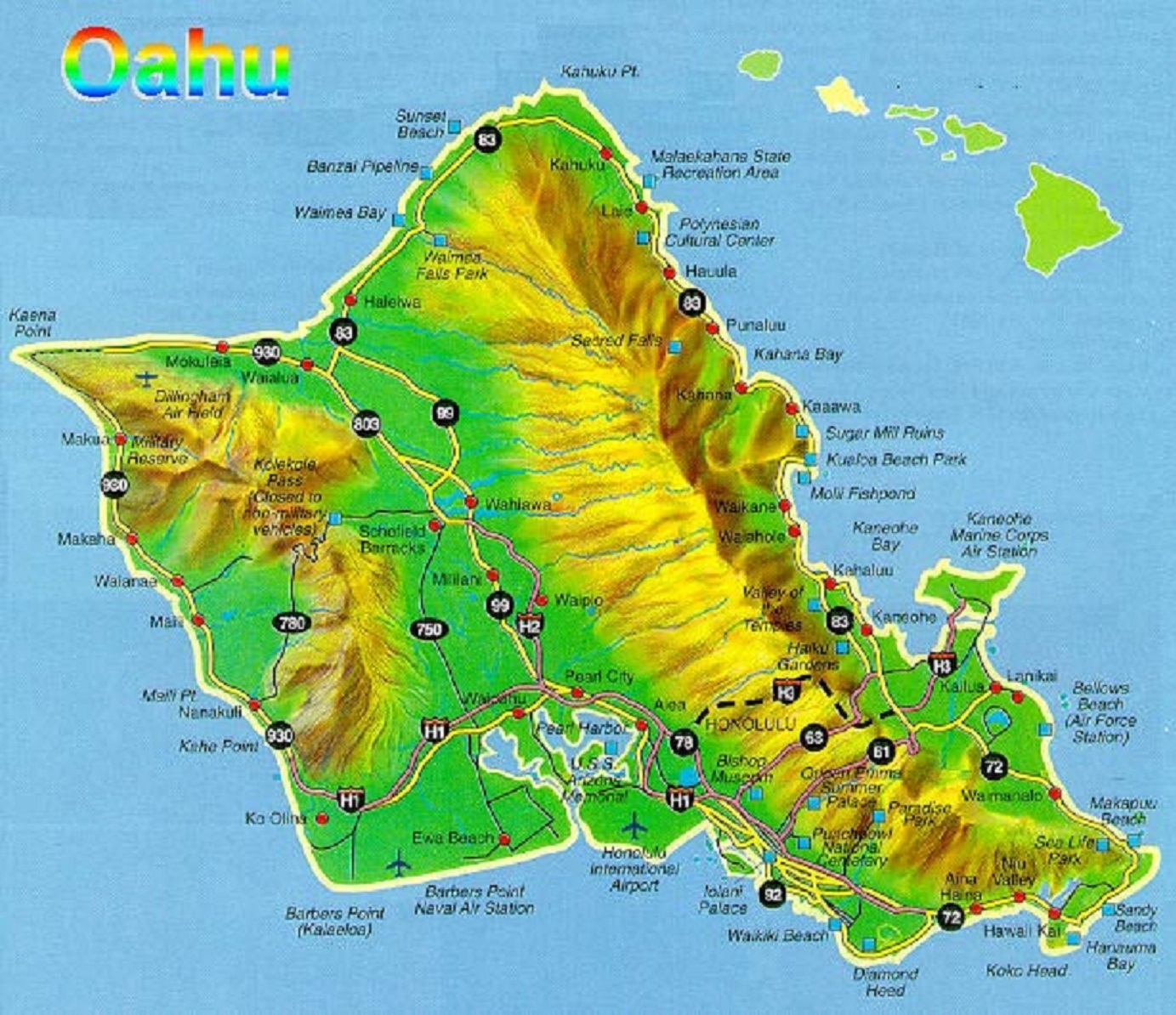 Printable Oahu Tourist Map Free