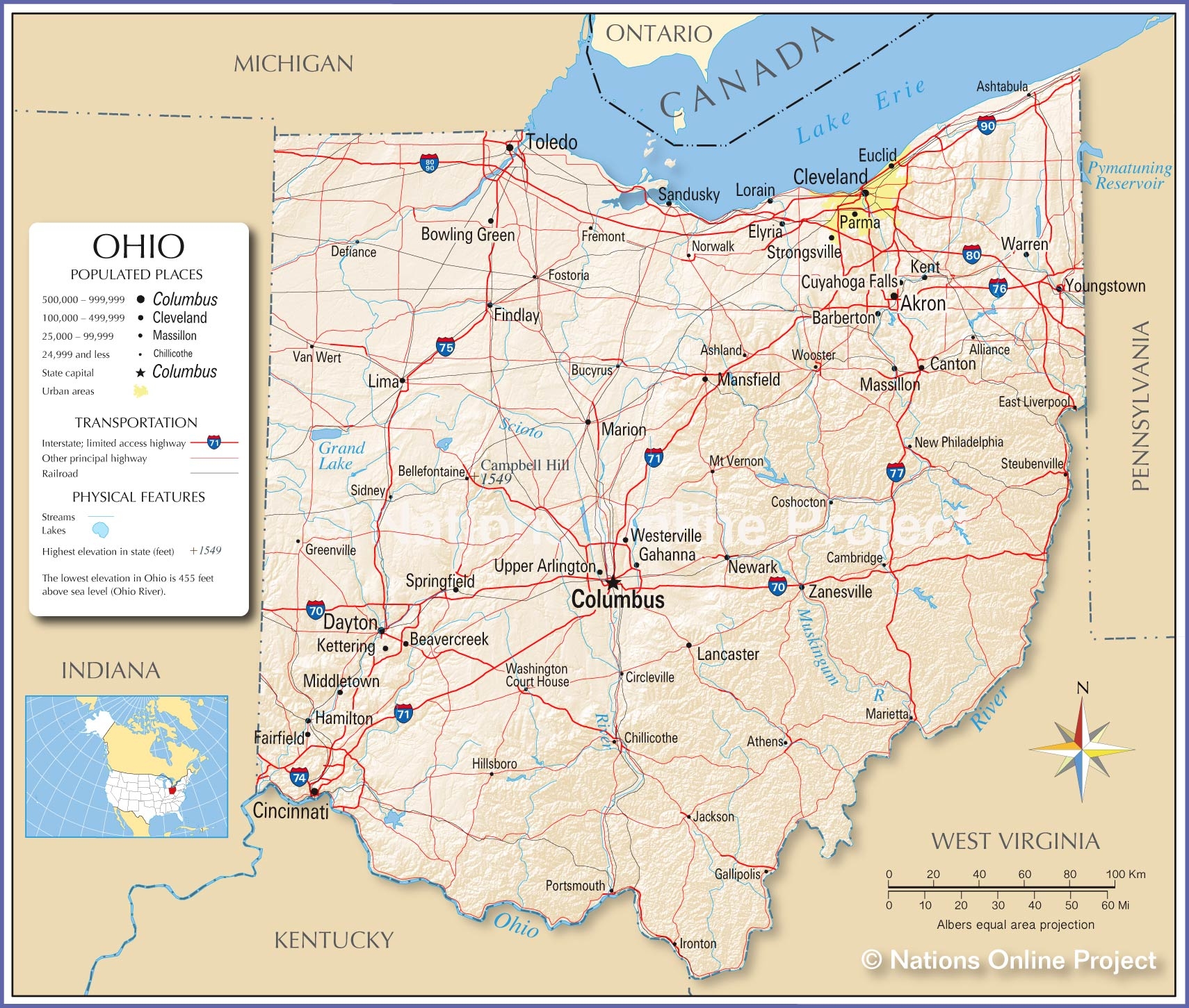 Printable Ohio Map With Cities