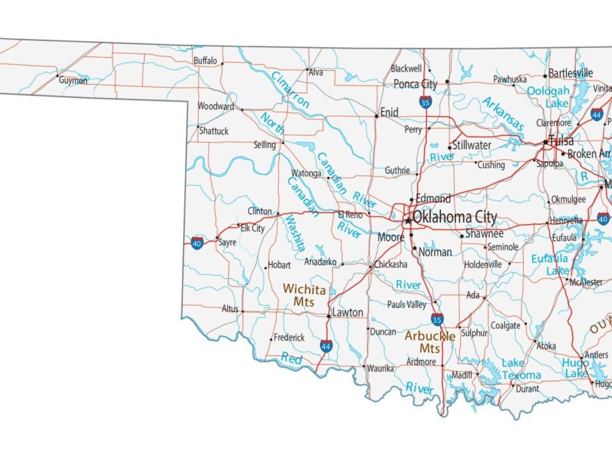 Map Of Oklahoma Cities And Roads GIS Geography