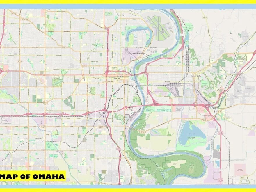 Map Of Omaha 18x24 With Neighborhoods Streets Roads Highways And Parks Laminated Wall Map Poster Print Vivid Imagery With Bright Colors Walmart