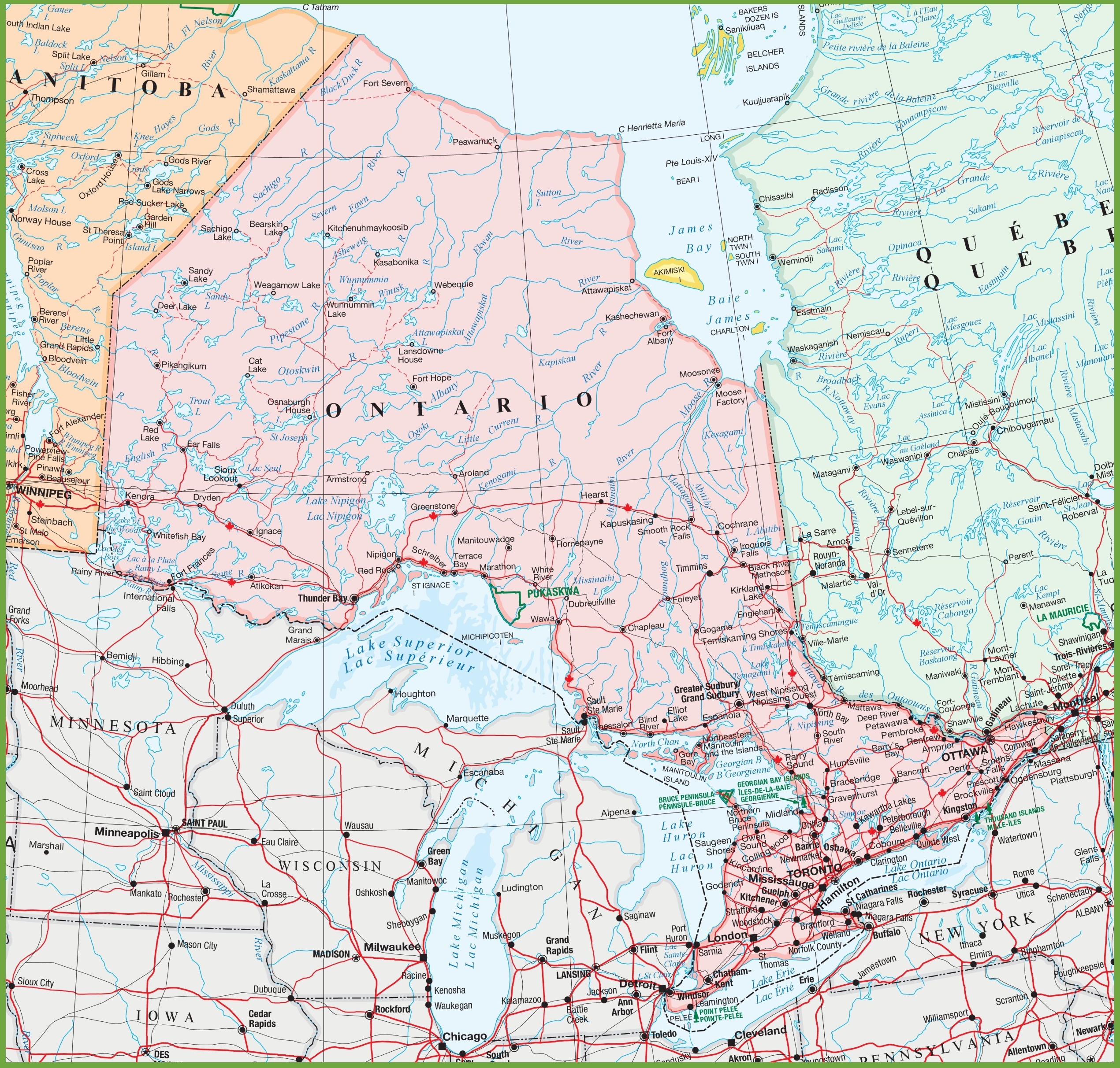Printable Map Of Ontario Canada