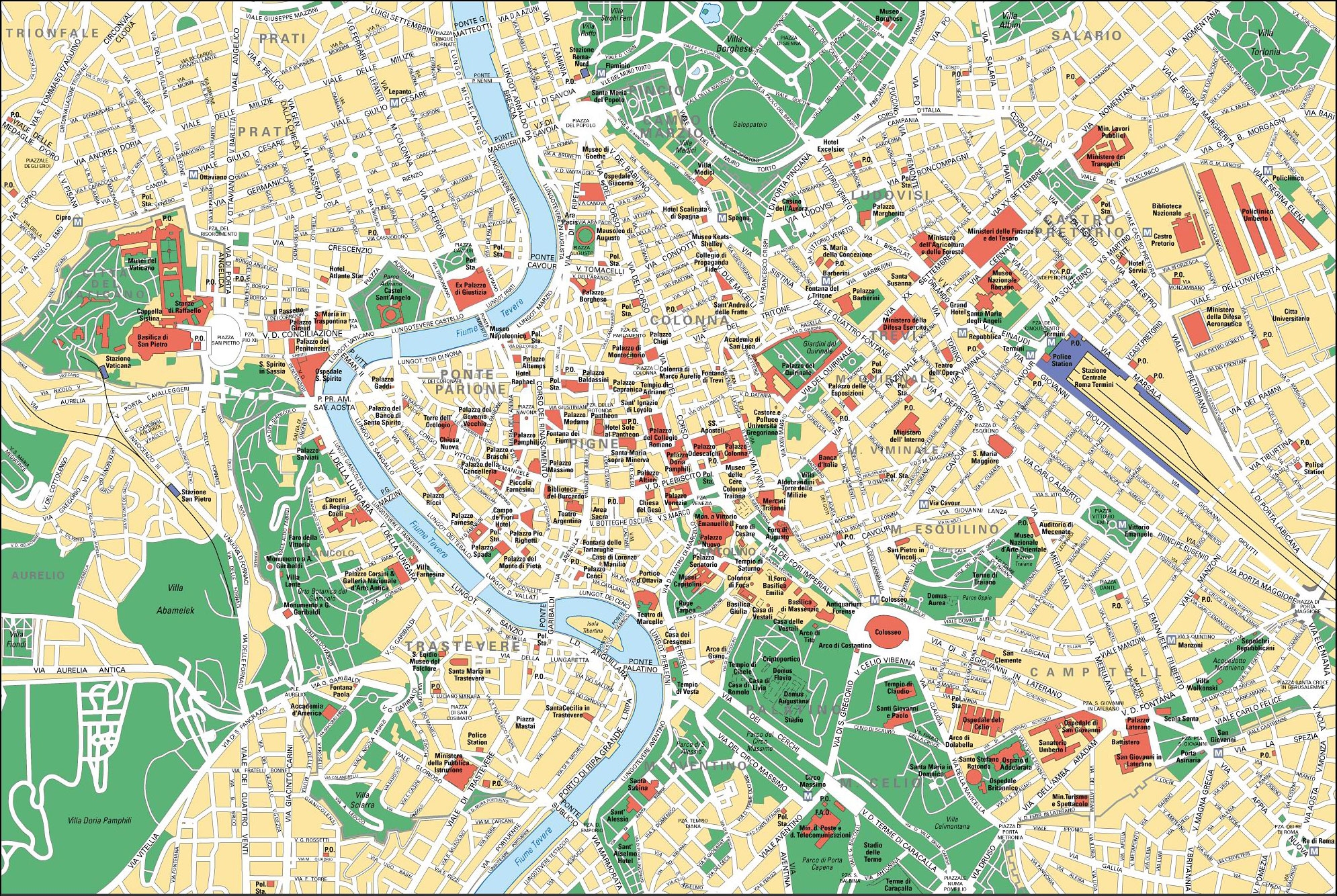 Map Of Rome Tourist Attractions Sightseeing Tourist Tour