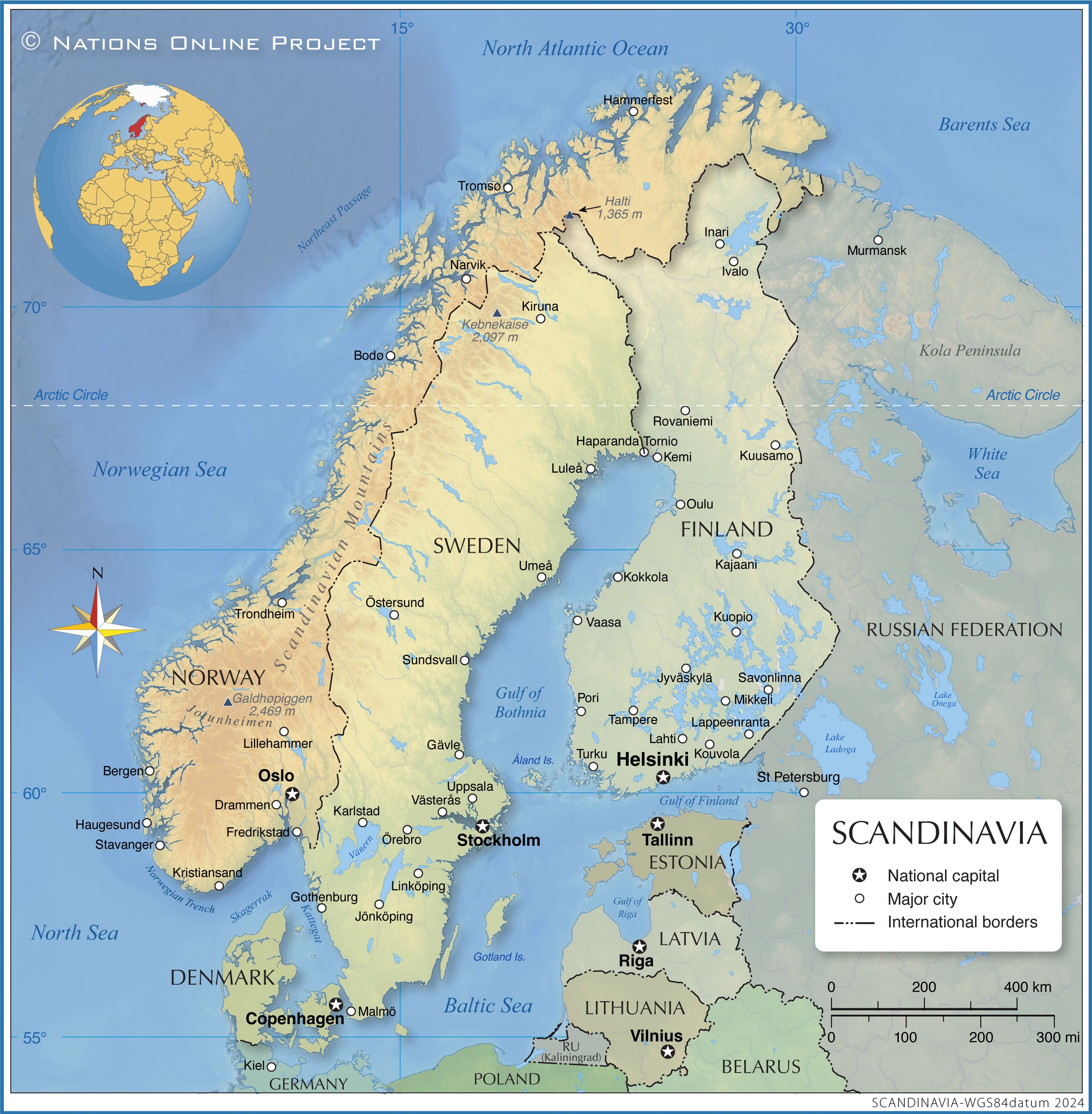 Norwegian Sweden Printable Map