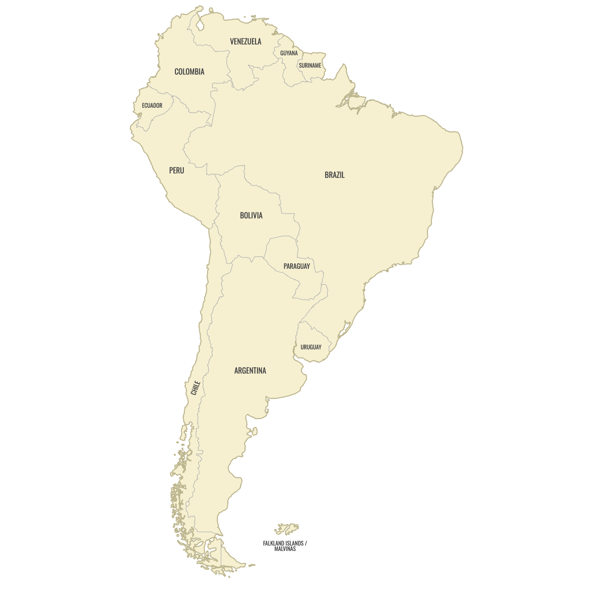 Free Printable Blank South America Map