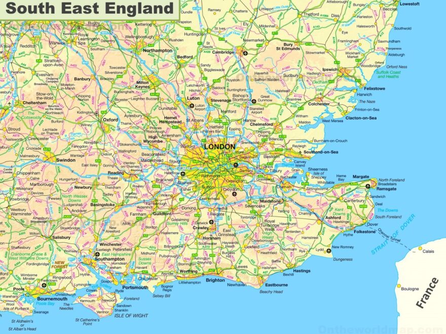Map Of South East England Ontheworldmap