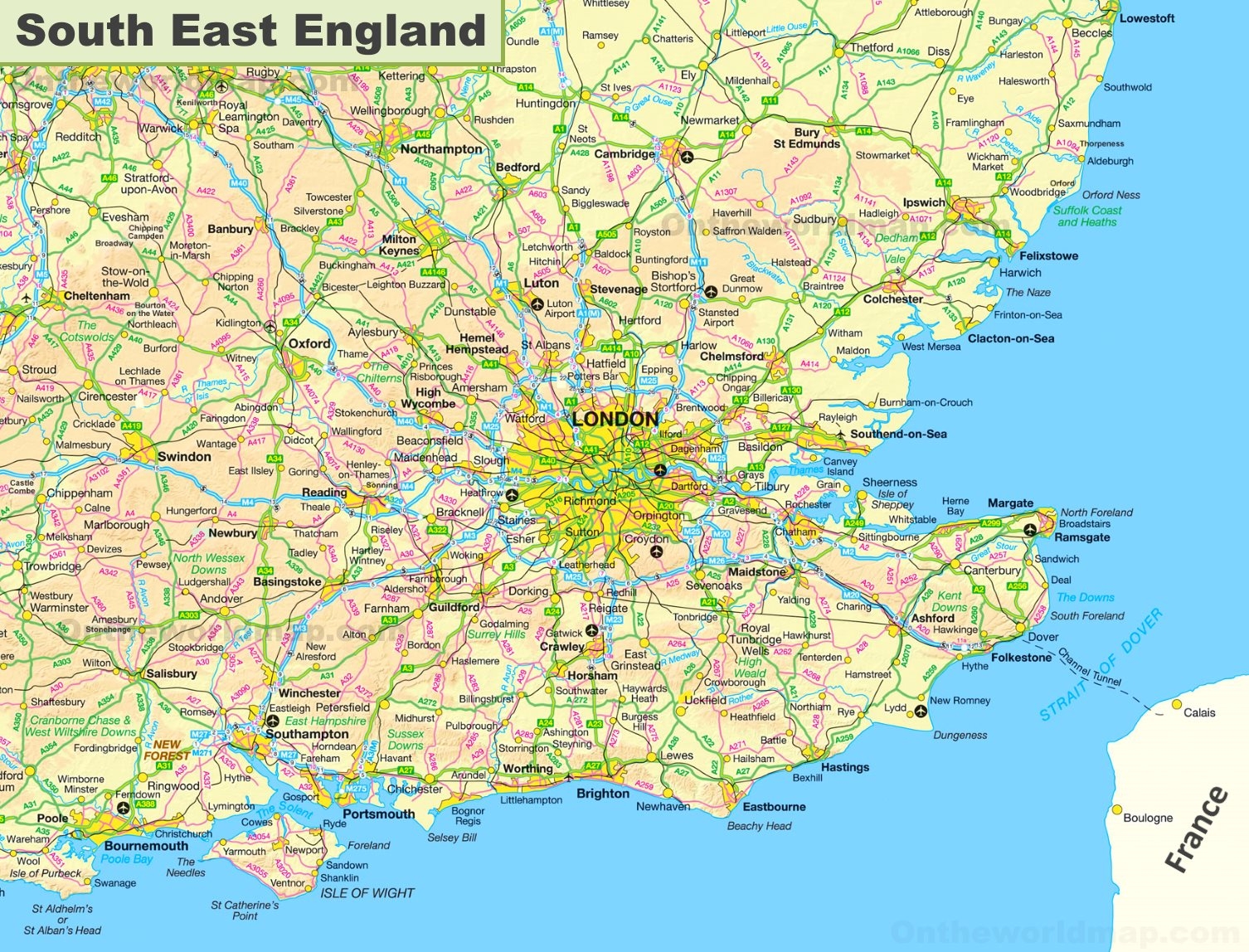 Map Of South East England Ontheworldmap