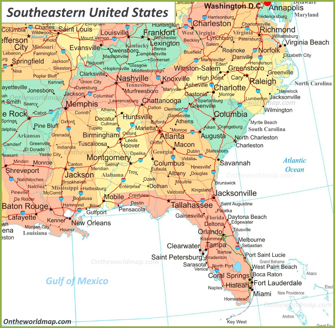 Free Printable Southeast Maps Free Printable Southeast Maps
