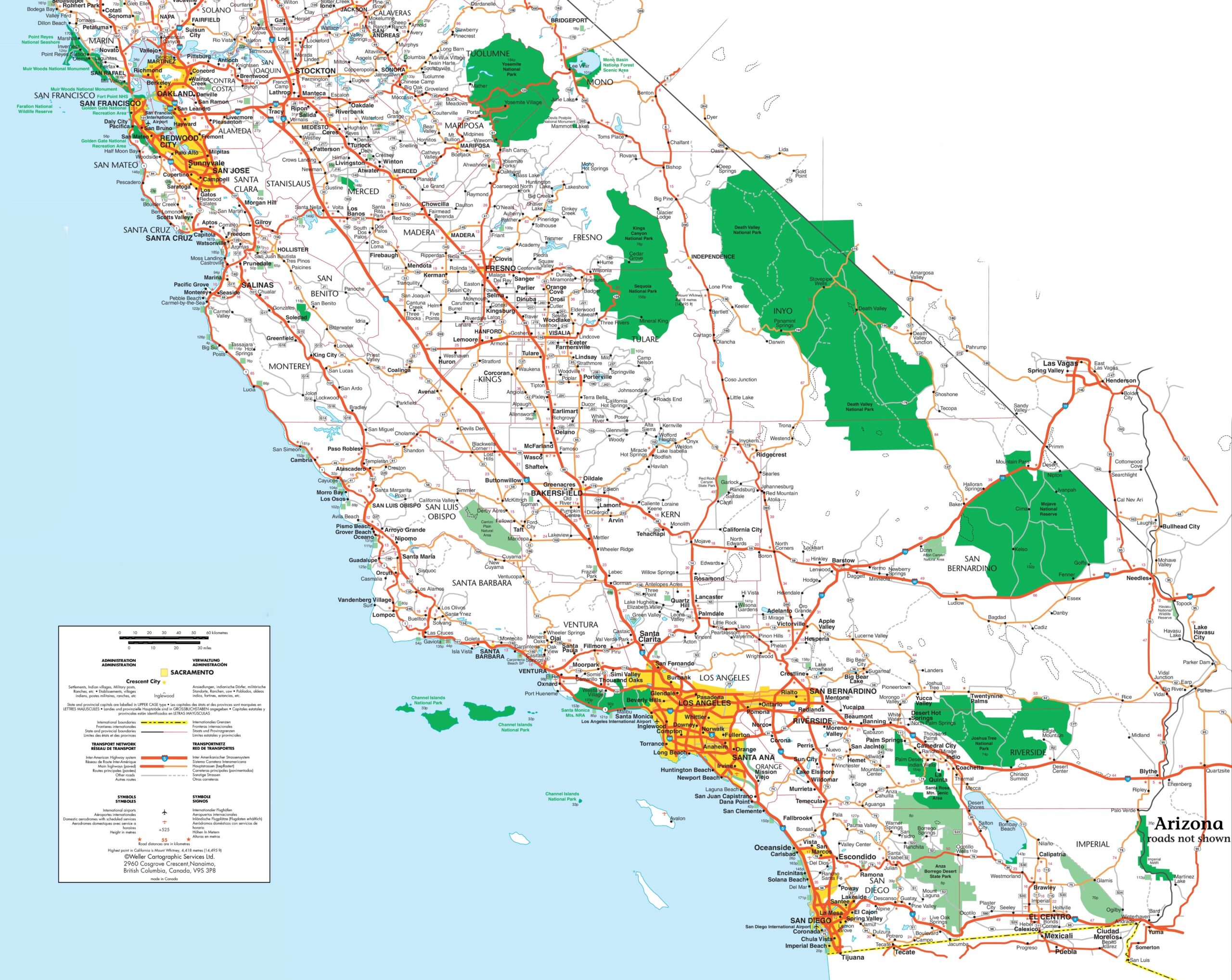 Large Printable Map Of California