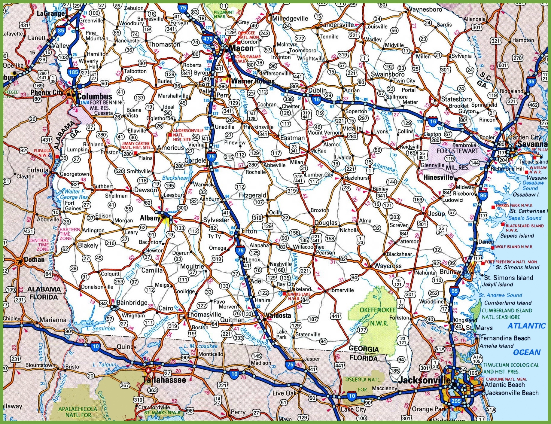 Printable Road Map Of Georgia