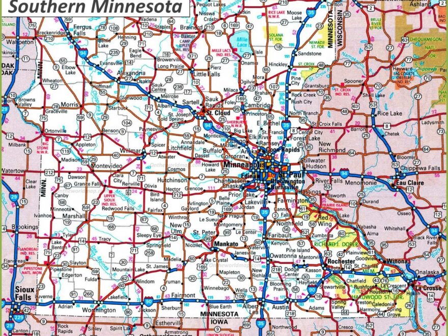 Map Of Southern Minnesota Ontheworldmap